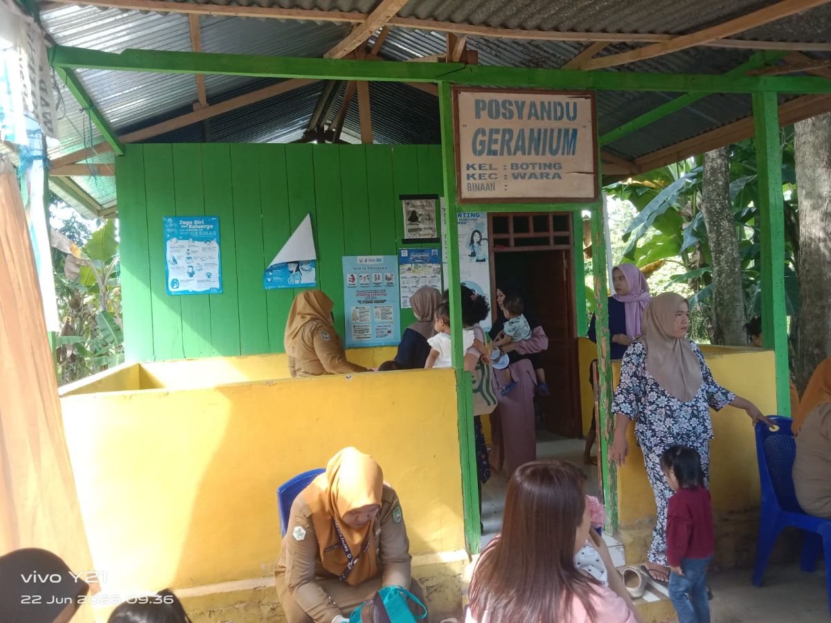 memantau pelaksanaan posyandu di wilayah kelurahan boting  ( posyandu Geranium)